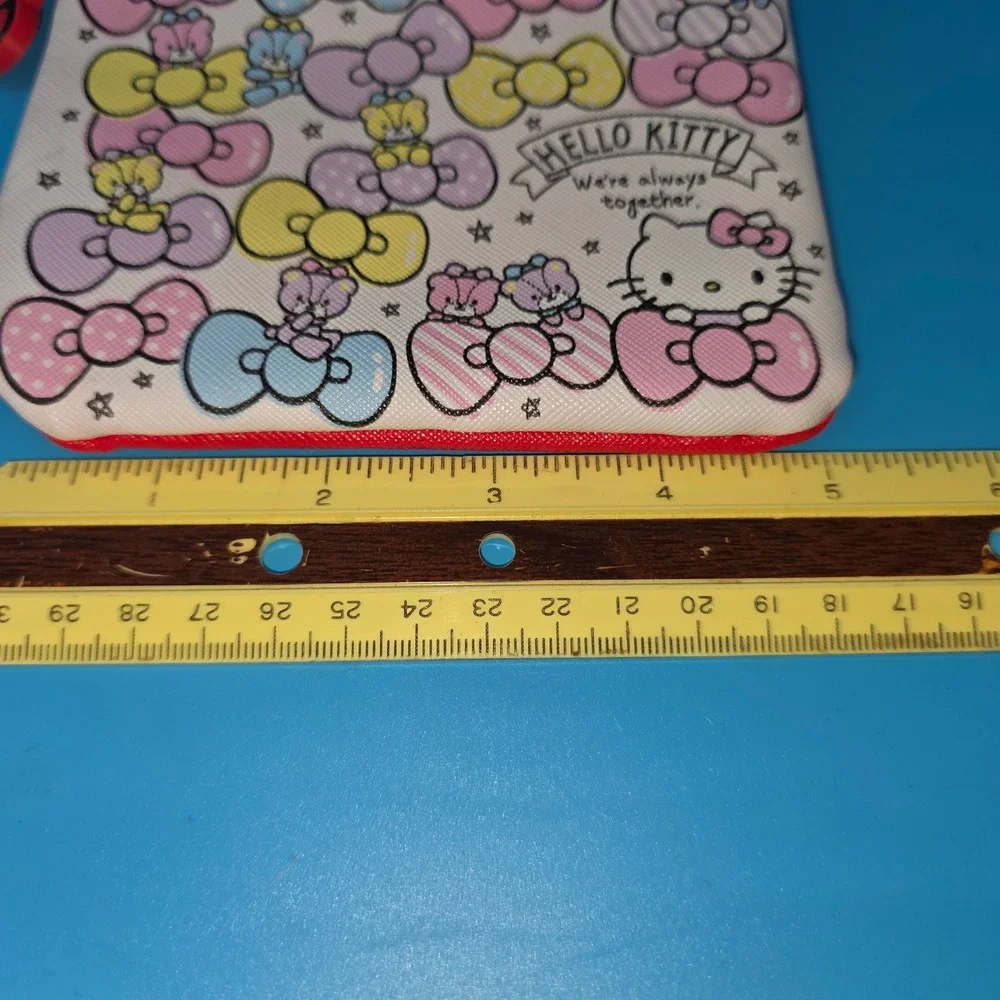 Sanrio Hello‎ Kitty Crossbody Bag Red White Bow Print Small Travel Pouch Pockets